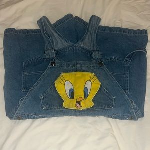 Vintage Tweety Bird overall shorts